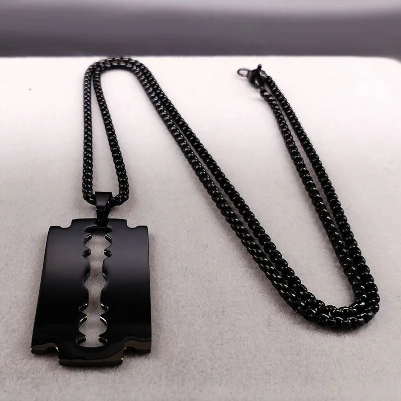 Men Gothic Razor Blade Chain Necklace - ATLAS 1 - Techwear Store