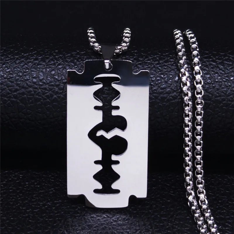 Men Gothic Razor Blade Chain Necklace - ATLAS 1 - Techwear Store