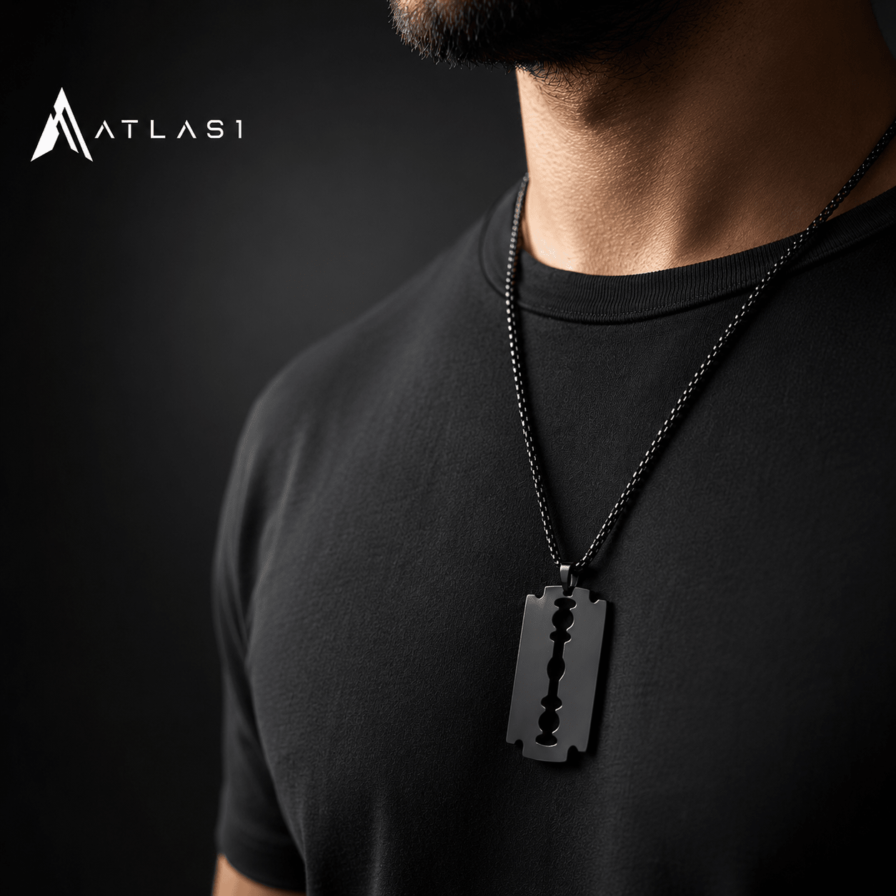 Men Gothic Razor Blade Chain Necklace - ATLAS 1