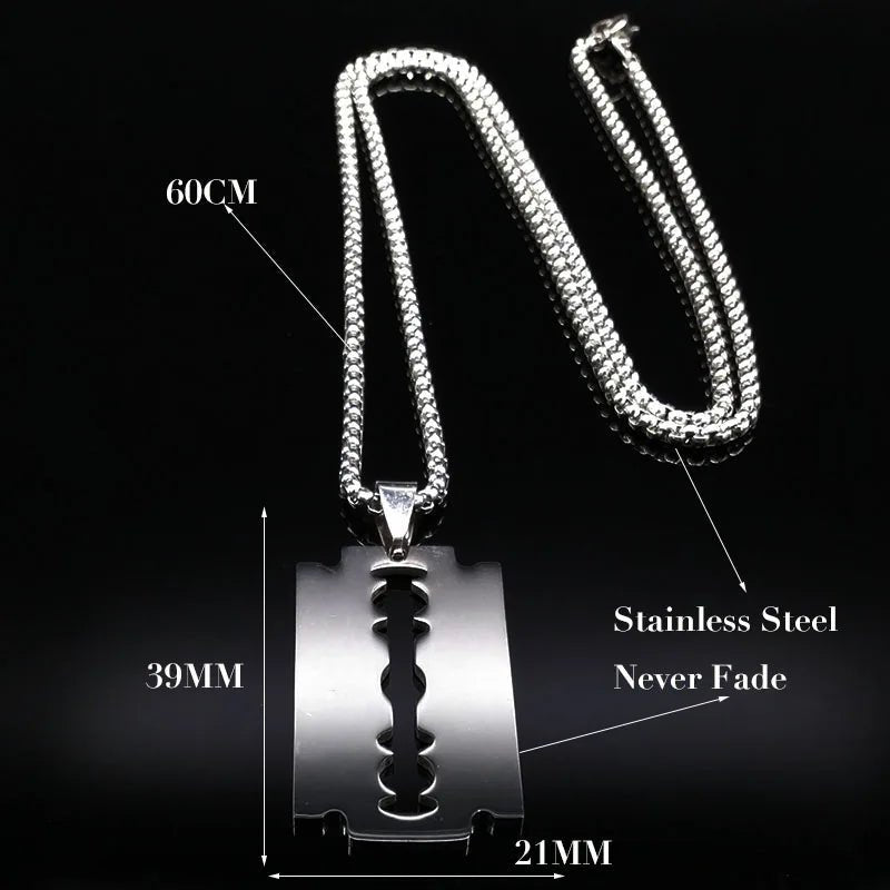 Men Gothic Razor Blade Chain Necklace - ATLAS 1 - Techwear Store