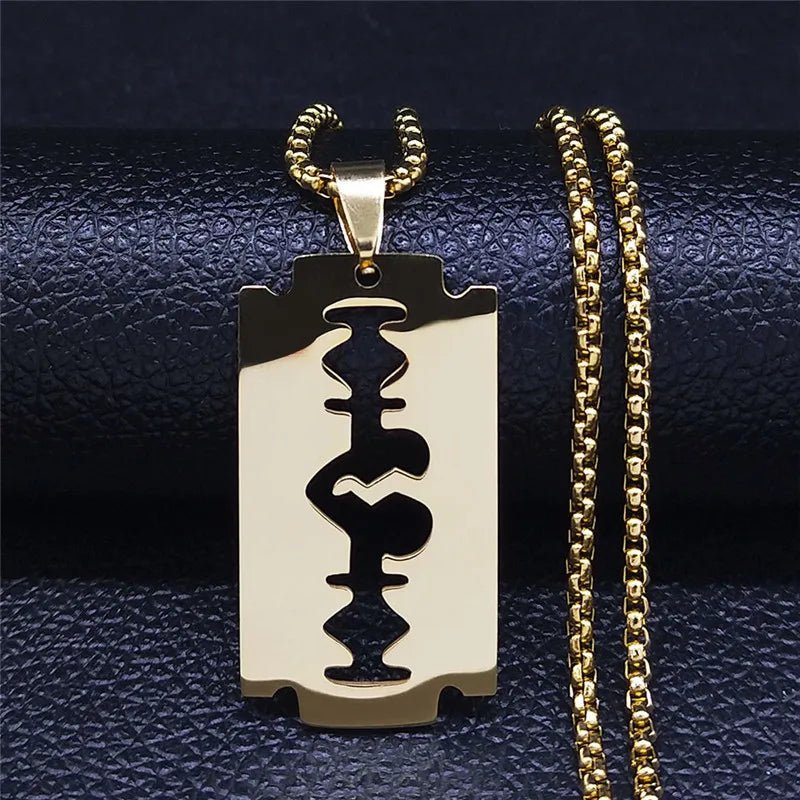 Men Gothic Razor Blade Chain Necklace - ATLAS 1 - Techwear Store