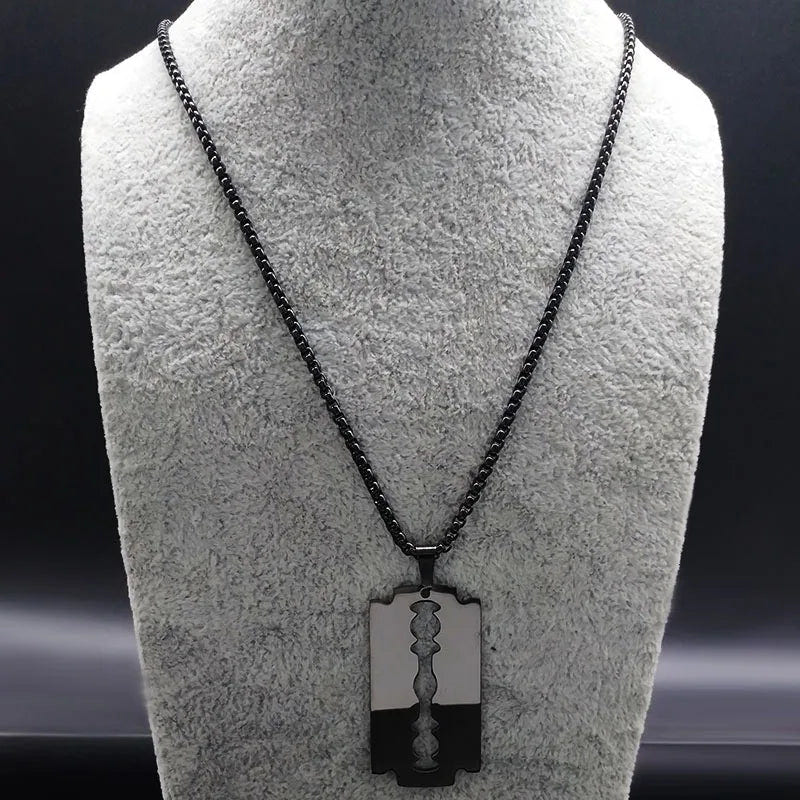 Men Gothic Razor Blade Chain Necklace - ATLAS 1 - Techwear Store