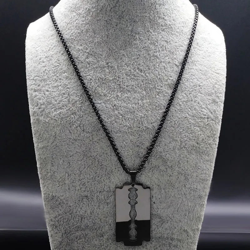 Men Gothic Razor Blade Chain Necklace - ATLAS 1 - Techwear Store
