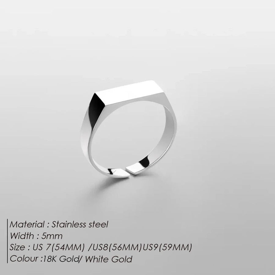 Men Minimalist Gold Plated Stainless Steel Ring — Geometric design details