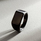 Men Simple Stainless Steel Rectangle Ring - ATLAS 1
