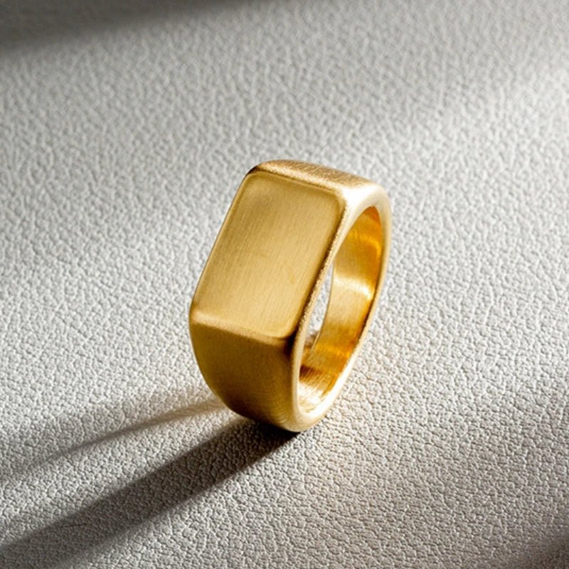 Men Simple Stainless Steel Rectangle Ring - ATLAS 1