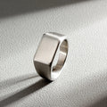Men Simple Stainless Steel Rectangle Ring - ATLAS 1
