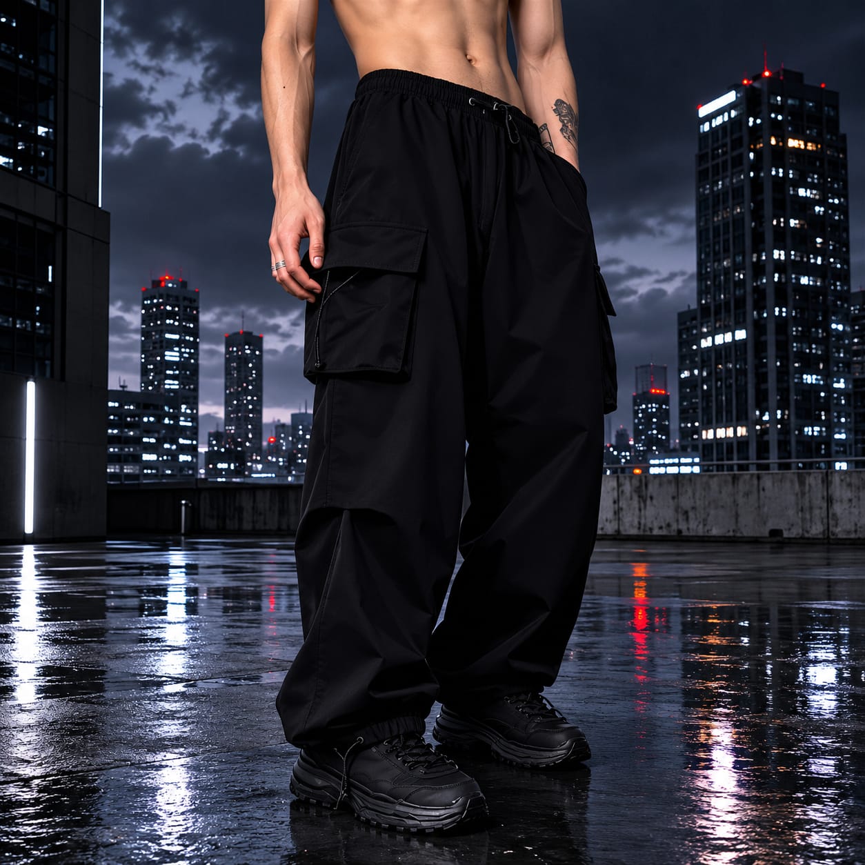 Men Streetwear Multi Pocket Cargo Sweatpants - ATLAS 1