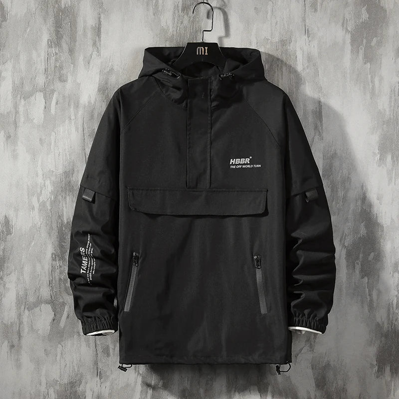 Men Streetwear Windbreaker Hip Hop Jacket — Statement graphic motif