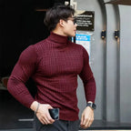Men Striped Streetwear Turtleneck Sweater - ATLAS 1