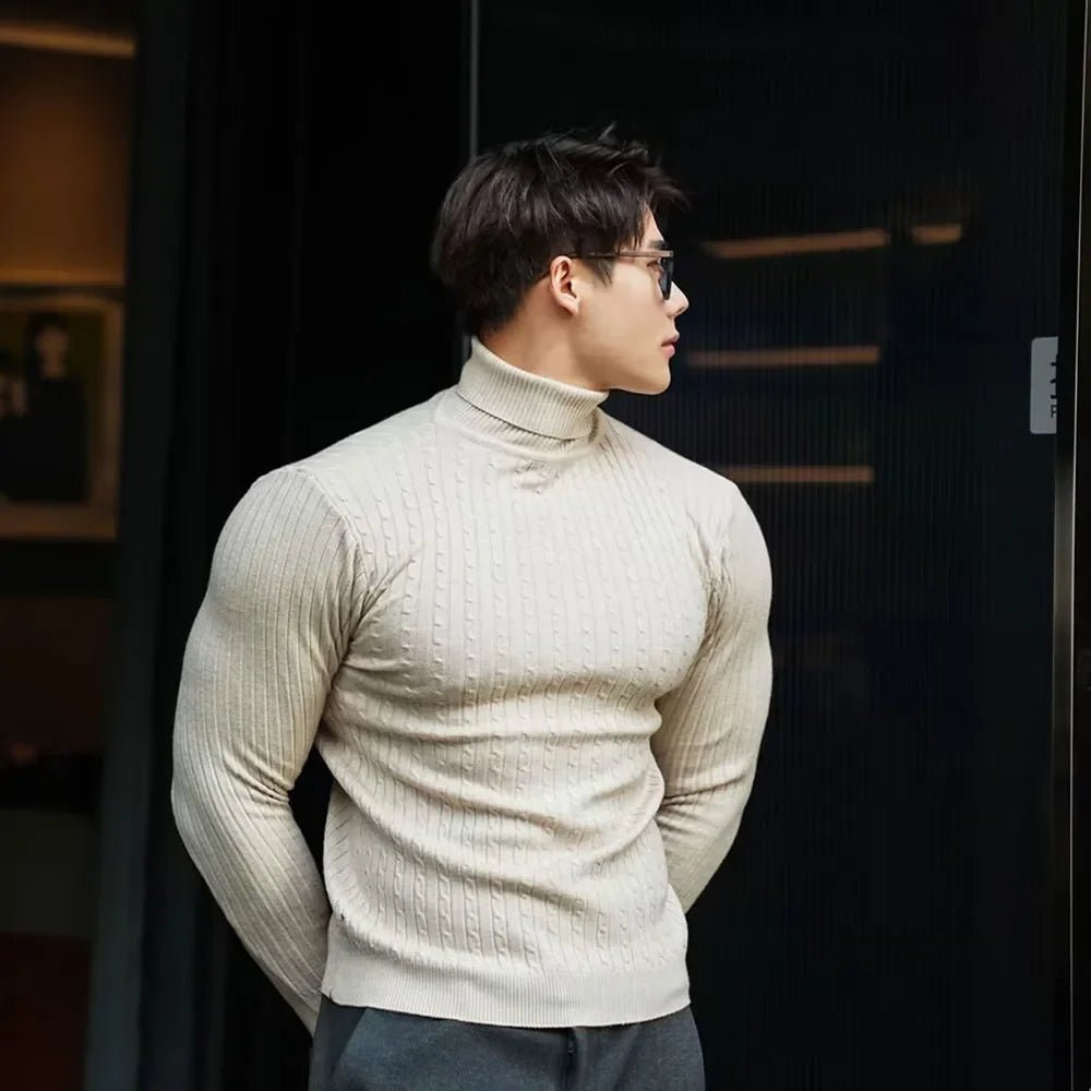 Men Striped Streetwear Turtleneck Sweater - ATLAS 1