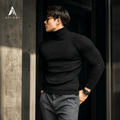 Men Striped Streetwear Turtleneck Sweater - ATLAS 1