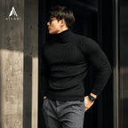 Men Striped Streetwear Turtleneck Sweater - ATLAS 1