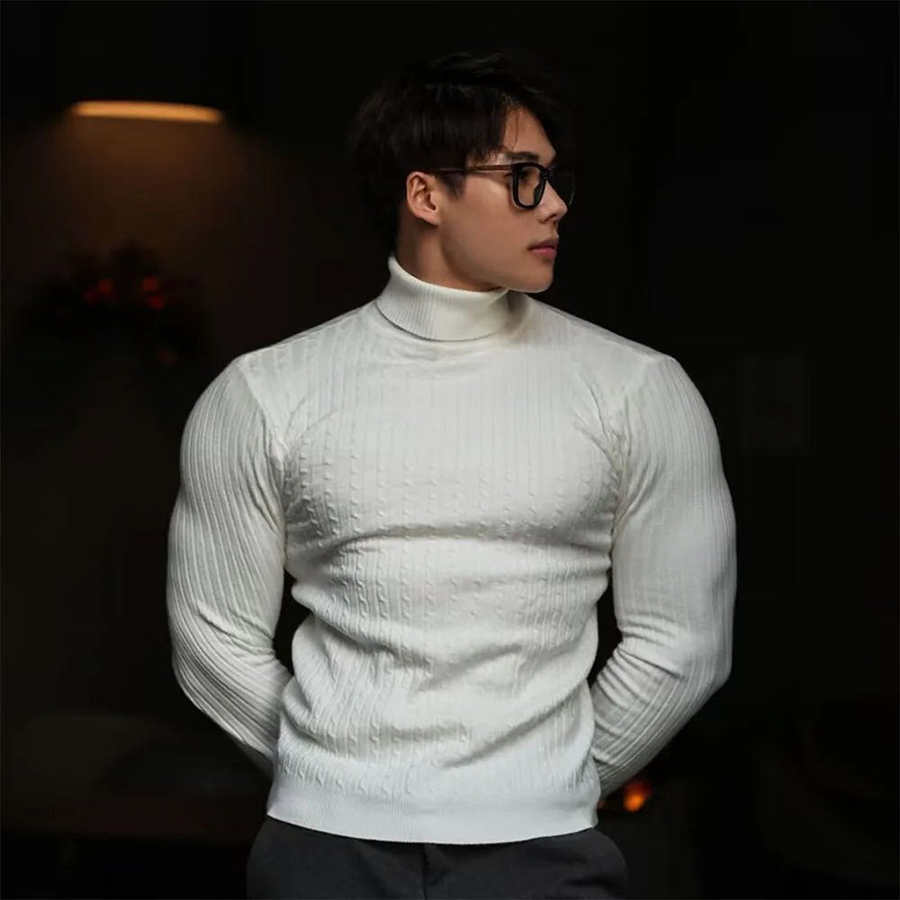 Men Striped Streetwear Turtleneck Sweater - ATLAS 1