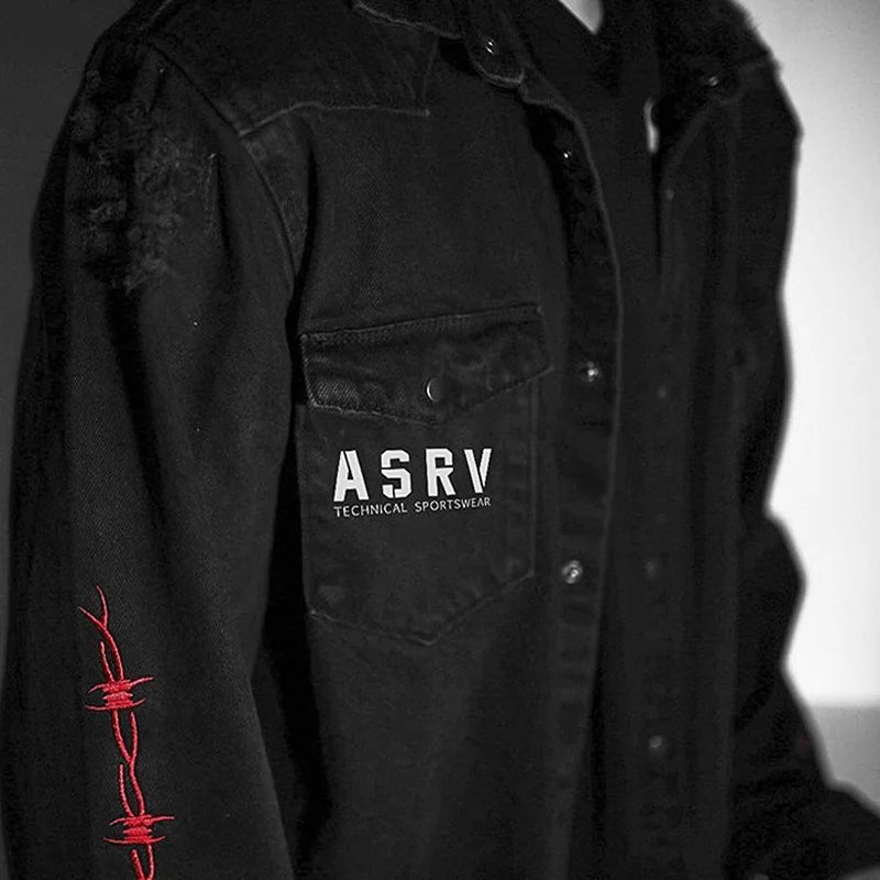 Men Techwear Denim Motorcycle Gym Jacket - ATLAS 1