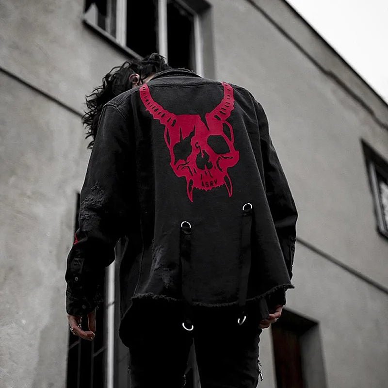男款 techwear 牛仔機車健身夾克 — 常規版型