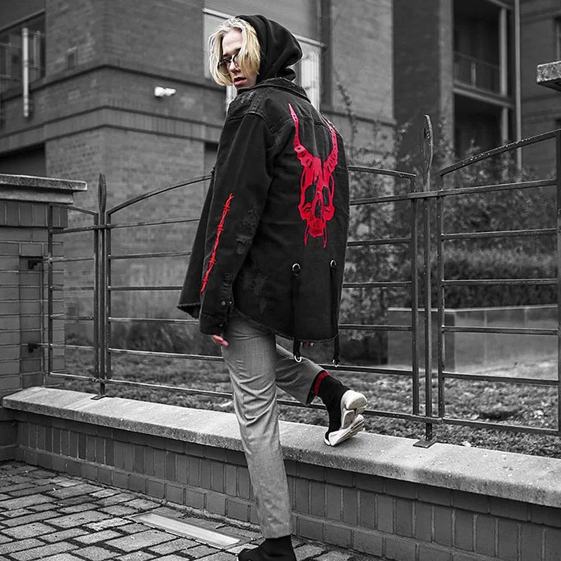 Men Techwear Denim Motorcycle Gym Jacket - ATLAS 1