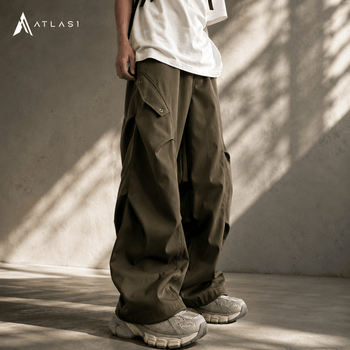 남성 techwear 낙하산 카고 팬츠 와이드 레그