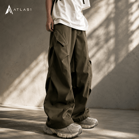 남성 techwear 낙하산 카고 팬츠 와이드 레그
