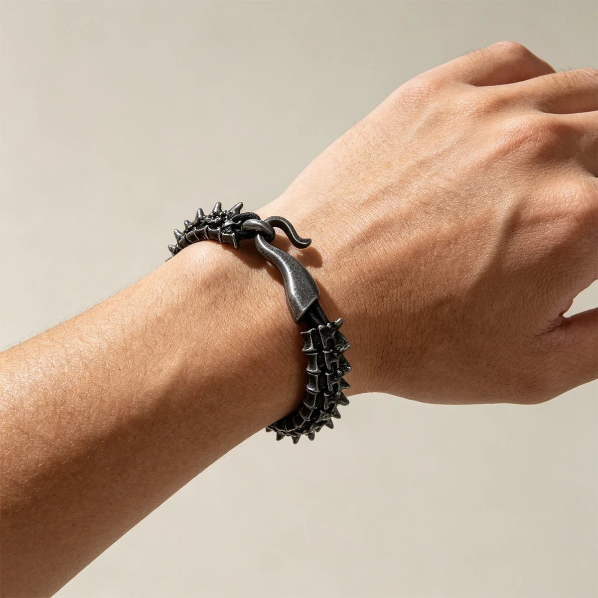 Men's Black Dragon Leather Bracelet - ATLAS 1