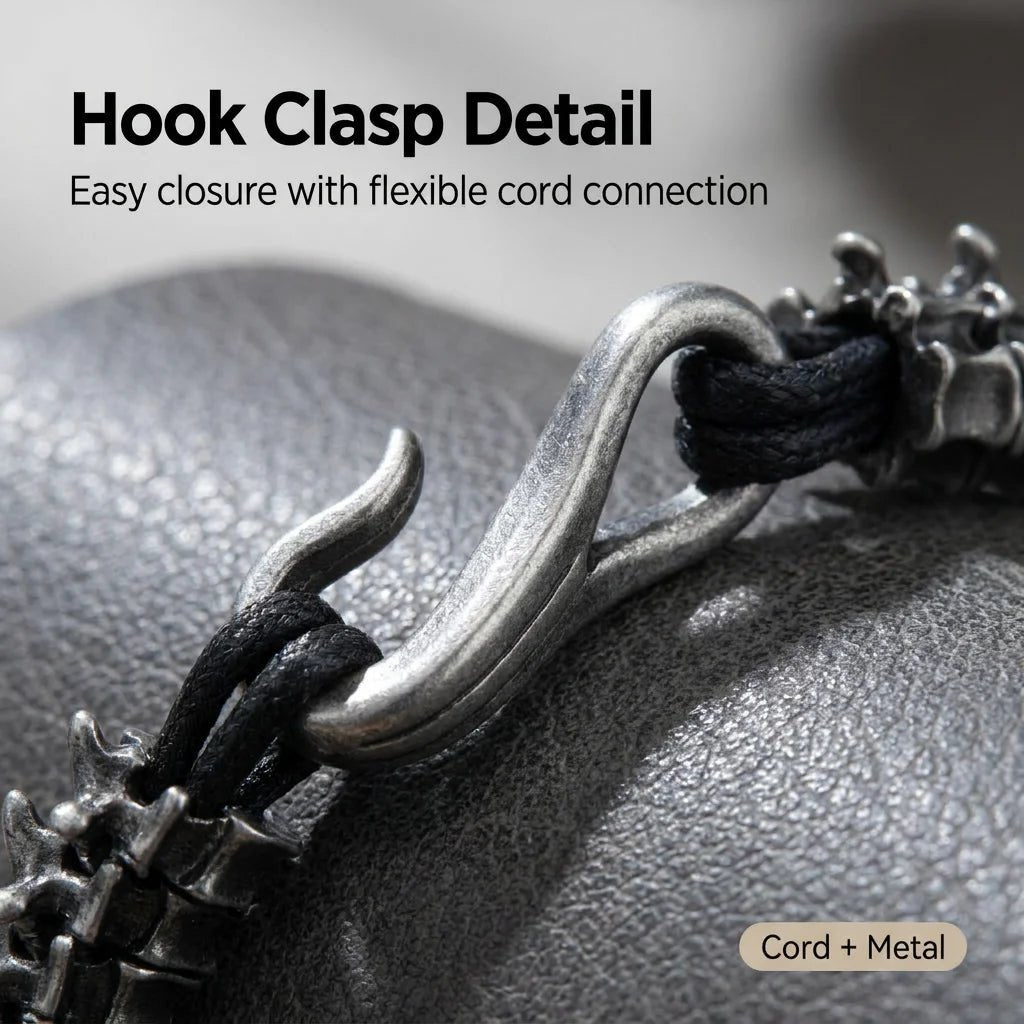 Men's Black Dragon Leather Bracelet - ATLAS 1