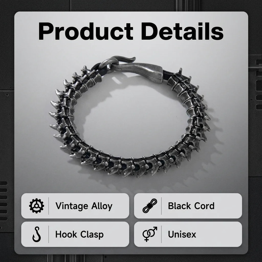 Men's Black Dragon Leather Bracelet - ATLAS 1