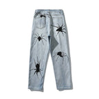 Men's Black Spider Washed Color Streetwear Jeans - ATLAS 1