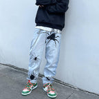 Men's Black Spider Washed Color Streetwear Jeans - ATLAS 1