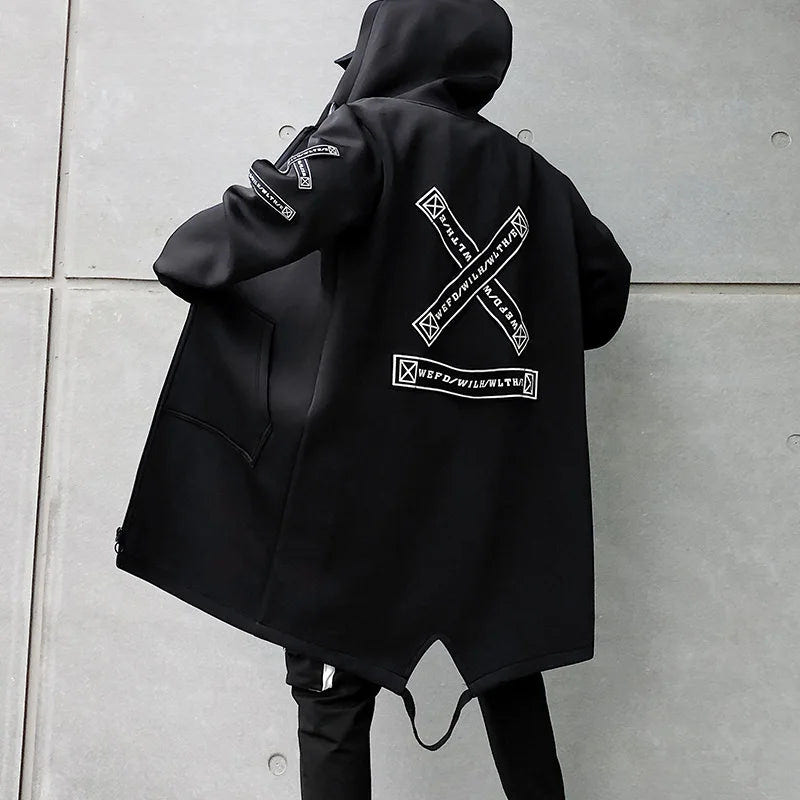 Men's Black Techwear Hooded Windbreaker Jacket - ATLAS 1