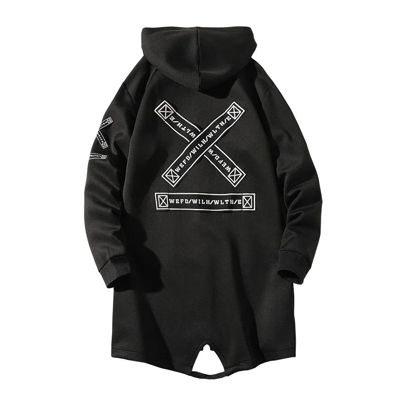 Men's Black Techwear Hooded Windbreaker Jacket - ATLAS 1
