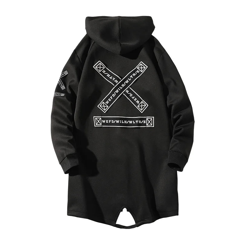 Men's Black Techwear Hooded Windbreaker Jacket - ATLAS 1