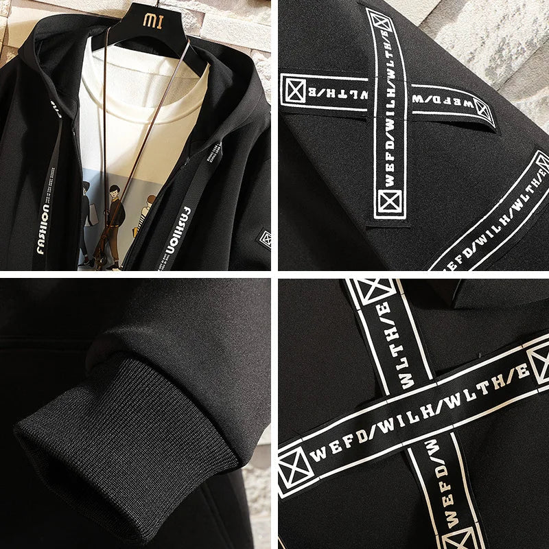 Men's Black Techwear Hooded Windbreaker Jacket - ATLAS 1