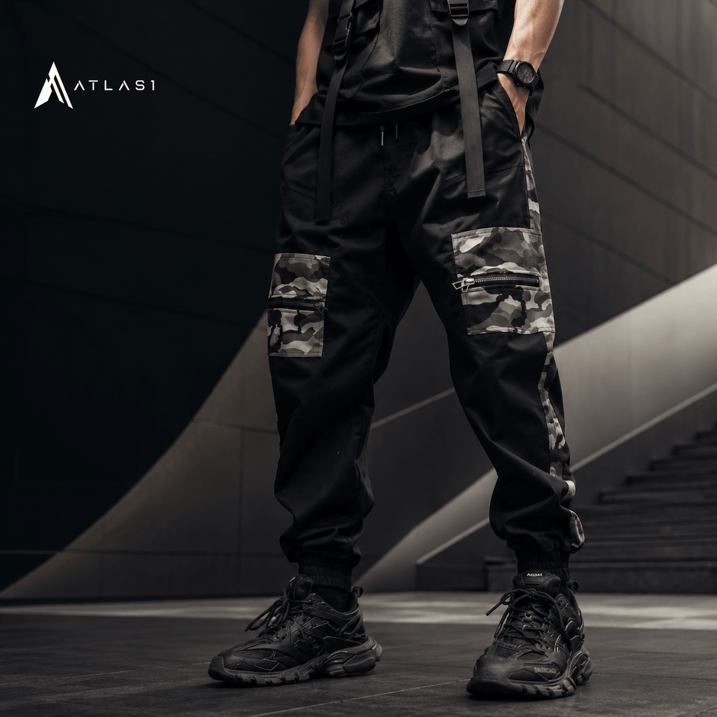 Men's Camouflage Detail Techwear Cargo Pants - ATLAS 1