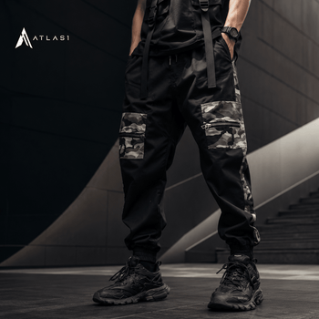 पुरुषों की कैमोफ्लाज डिटेल techwear कार्गो पैंट्स
