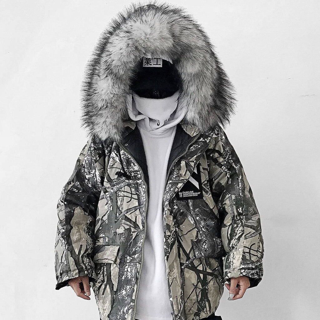 Men's Camouflage Print Oversized Techwear Parka - ATLAS 1