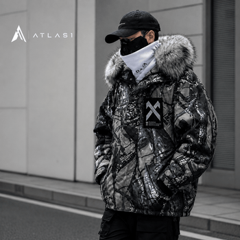 Men's Camouflage Print Oversized Techwear Parka