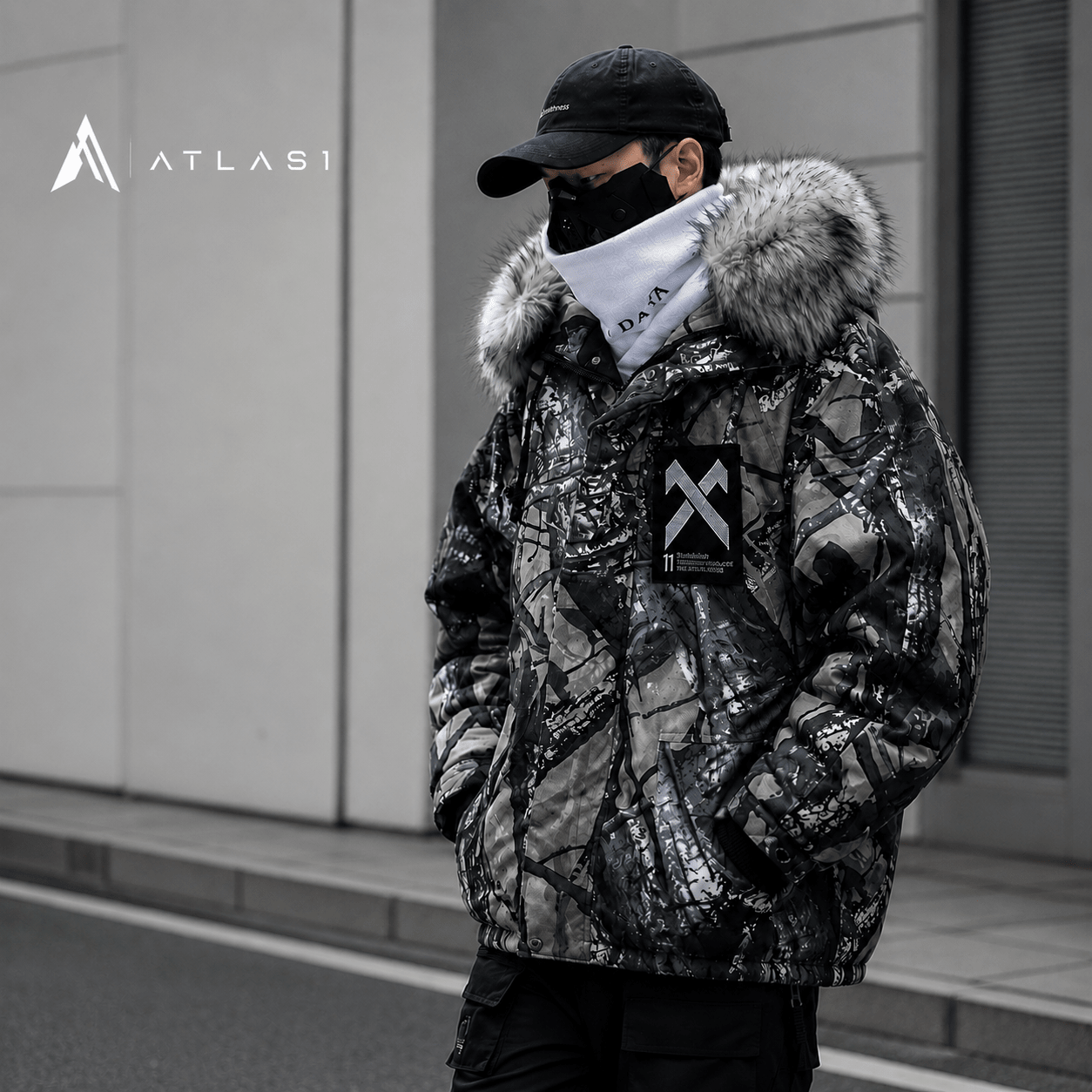 Men's Camouflage Print Oversized Techwear Parka - ATLAS 1