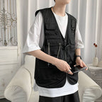 Men's Cargo Pockets Chain Techwear Vest - ATLAS 1