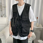 Men's Cargo Pockets Chain Techwear Vest - ATLAS 1