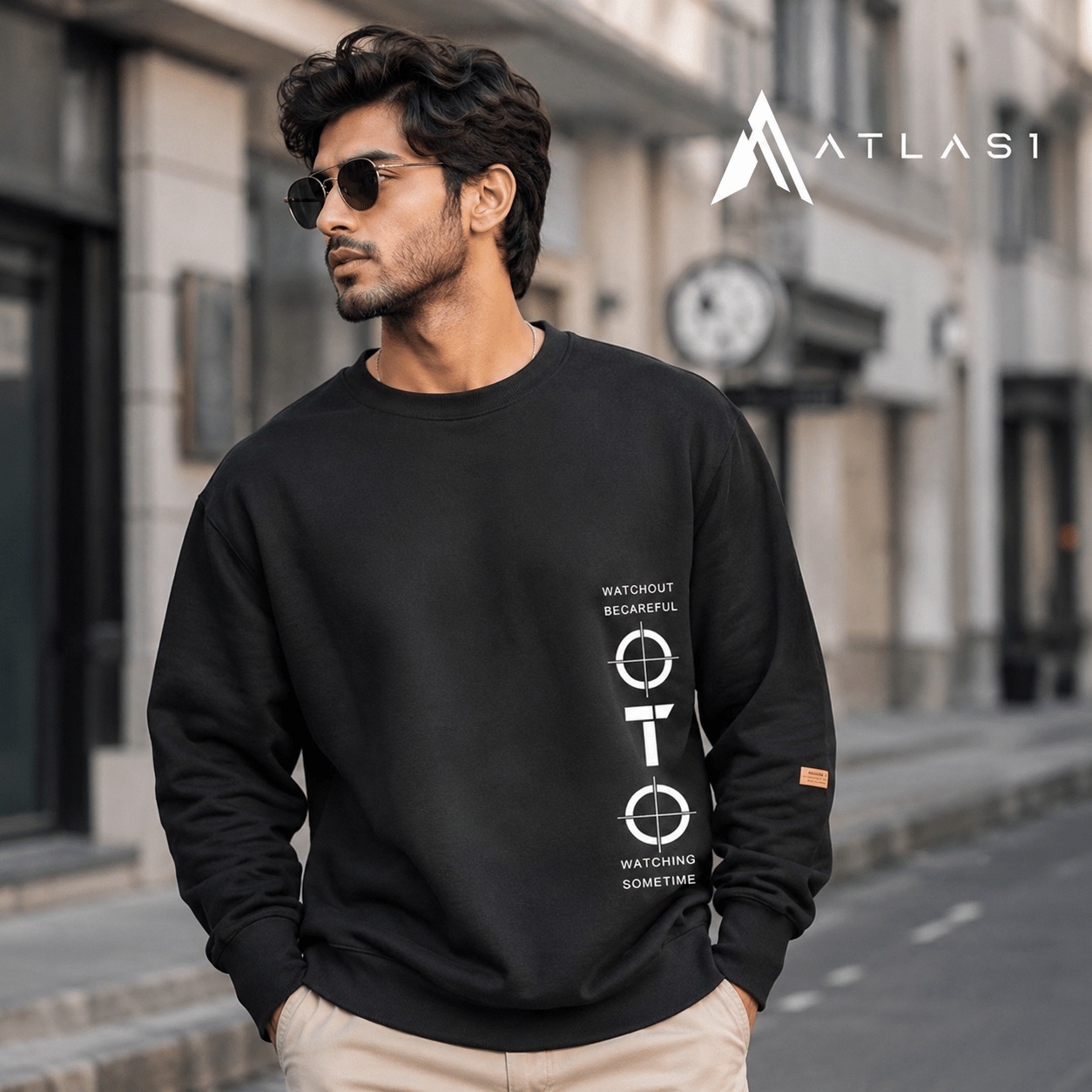 Men's Casual Style Plus Size Techwear Sweatshirt - ATLAS 1