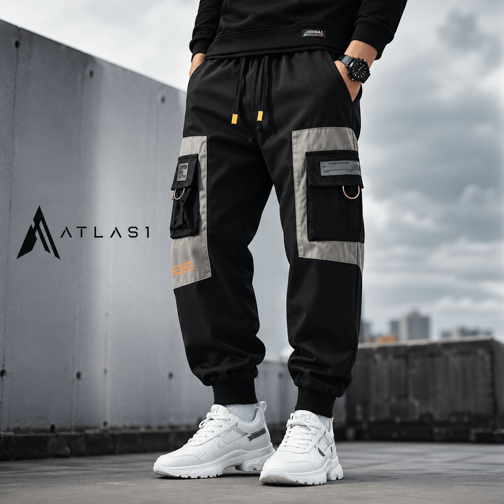 Men's Color Block Framed Pockets Techwear Cargo Pants - ATLAS 1