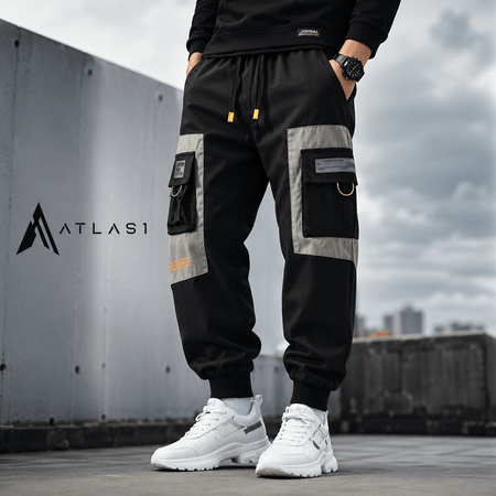 Pantalon Cargo Techwear Homme Bicolore à Poches Encadrées