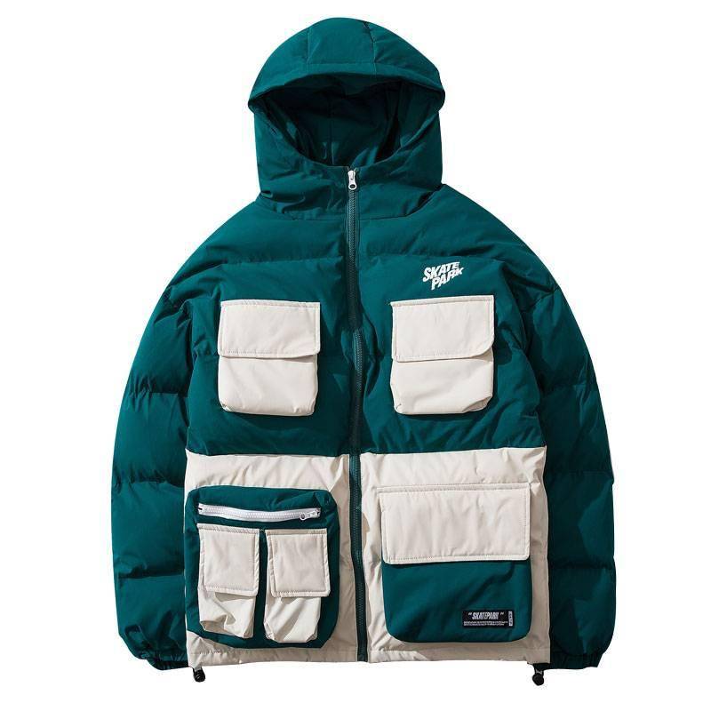 Men's Color Block Pockets Hooded Techwear Winter Jacket - ATLAS 1