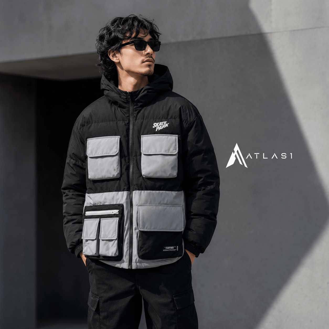 Men's Color Block Pockets Hooded Techwear Winter Jacket - ATLAS 1