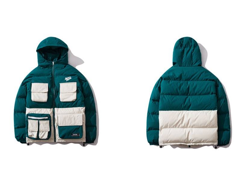 Men's Color Block Pockets Hooded Techwear Winter Jacket - ATLAS 1