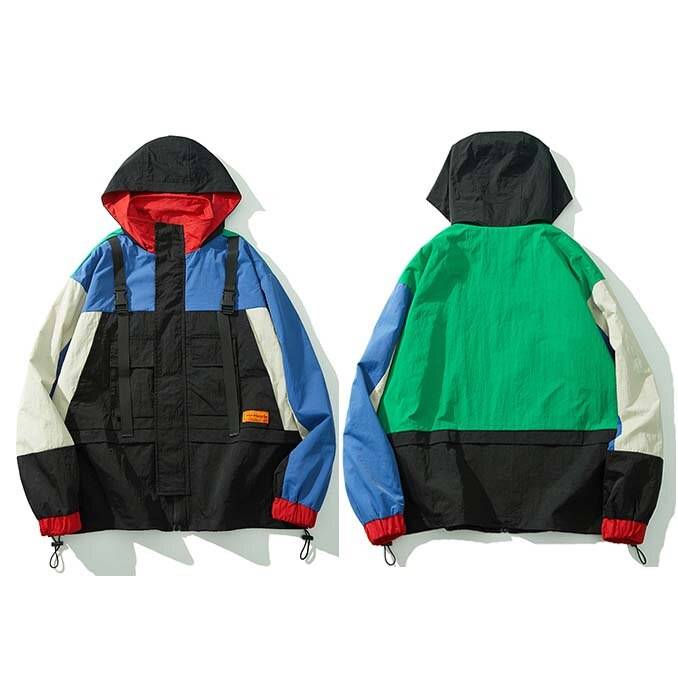 Men's Colourful Techwear Hooded Windbreaker Jacket - ATLAS 1