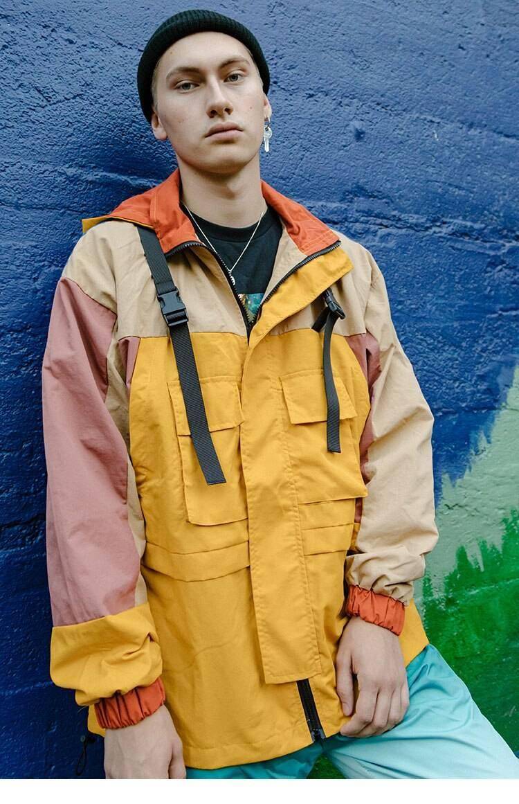 Men's Colourful Techwear Hooded Windbreaker Jacket - ATLAS 1