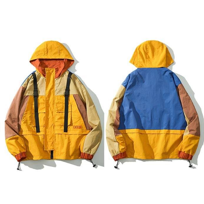 Men's Colourful Techwear Hooded Windbreaker Jacket - ATLAS 1