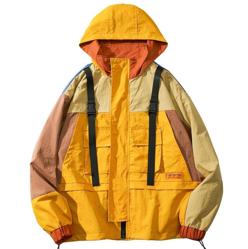 Men's Colourful Techwear Hooded Windbreaker Jacket - ATLAS 1