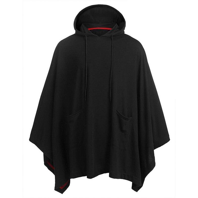 Men's Contrast Lines Techwear Hooded Poncho - ATLAS 1